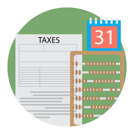 Day of counting taxes icon. Financial tax day, counting money illustrationのイラスト素材