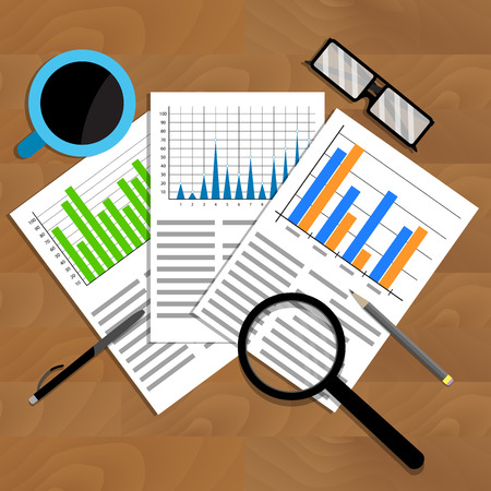 Analytics and analysis. Vector trend stock, financial graphic and diagram illustrationのイラスト素材