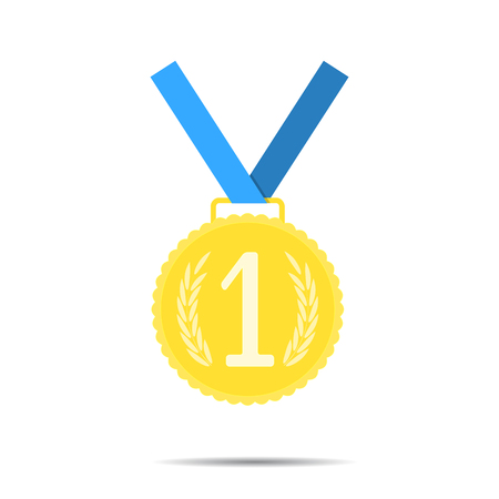 Golden medal, first place icon. Success and achievement, award prize for sport or business. Vector illustrationのイラスト素材