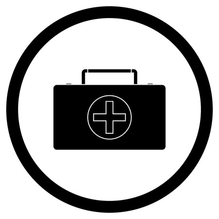 Medicine chest vector icon black. First aid kit monochrome icon illustrationのイラスト素材