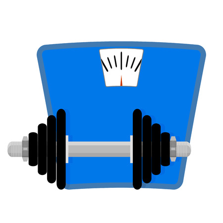 Fitness and sport. Dumbbell and scale, vector illustrationのイラスト素材
