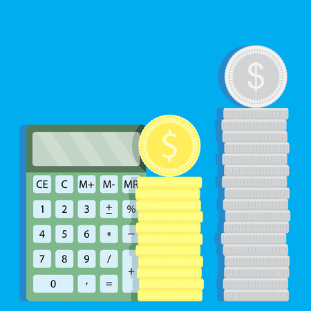 Count money with calculator. Financial currency and investment, vector illustrationのイラスト素材
