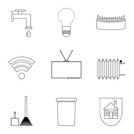 Domestic services icon lineart. Wireless and heating, internet and energy. Vector illustrationのイラスト素材