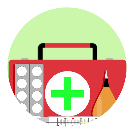 Treatment of fever with flu icon. Drug and treatment, enema and antipyreticのイラスト素材