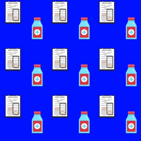 Hospital seamless pattern background. Science and treatment, medication and therapyのイラスト素材