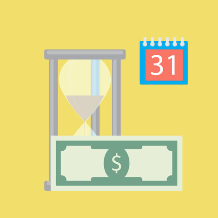 Time for money salary. Money payroll, wages payment, compensation and income, vector illustrationのイラスト素材