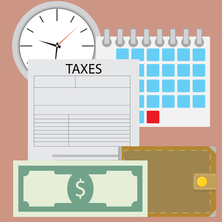 Time for pay tax. Currency payment, accounting and irs, financial taxation, vector illustrationのイラスト素材