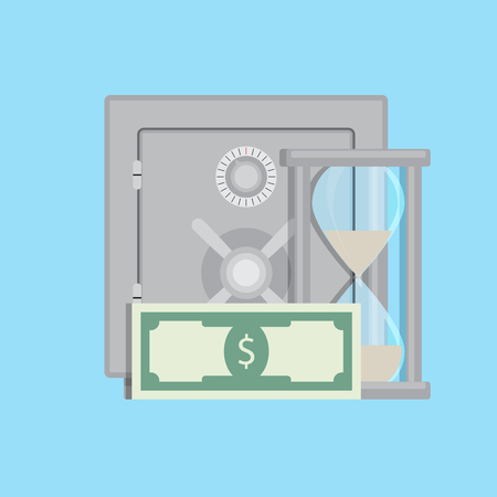 Capitalization in deposit. Saving deposit money, storage and protection. Vector illustrationのイラスト素材