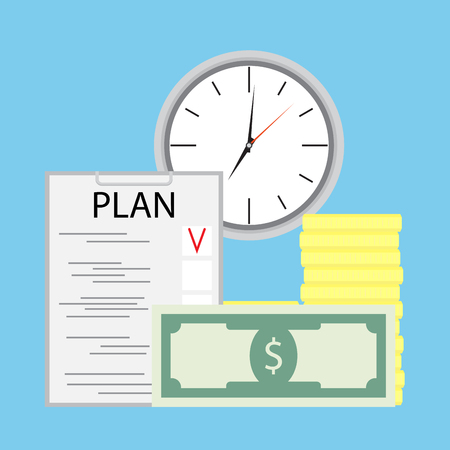 Planning money and time. Plan income wealth, vector illustrationのイラスト素材