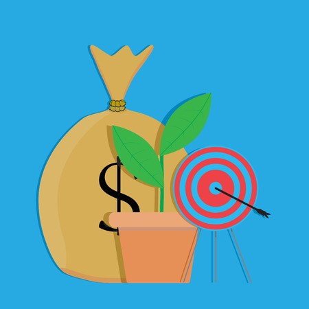 Financial target vector. Bull eye darts, financial goal in business, strategy investment illustrationのイラスト素材
