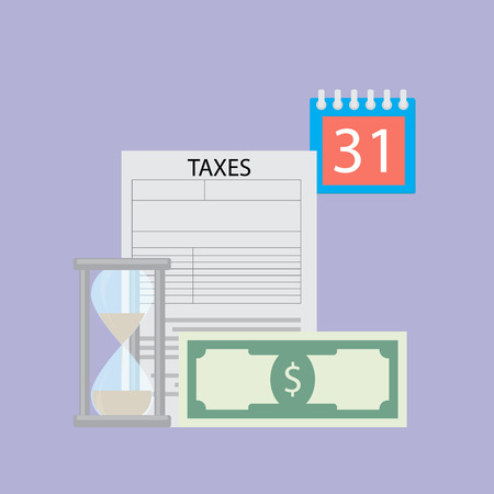 Time to pay tax vector flat concept. Financial accounting, budget saving illustrationのイラスト素材