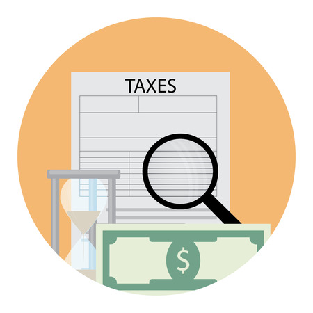 Tax analysis icon. Annual pay, refund banking tax, vector illustrationのイラスト素材
