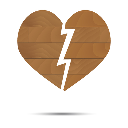 Broken heart wooden. Relationship depression and divorce, vector illustrationのイラスト素材