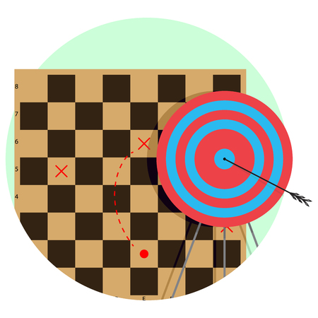 Tactic to goal. Poject strategy, tactical graphic challenge, vector illustrationのイラスト素材
