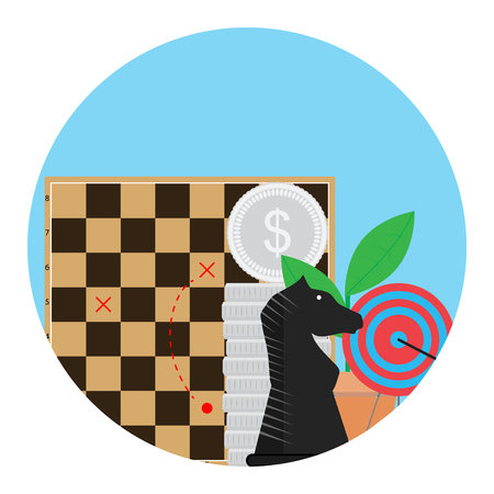 Tactic finance vector. Success solution icon, bullseye target exactly illustrationのイラスト素材