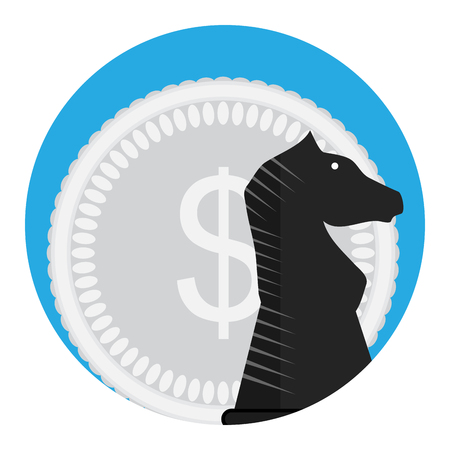 Money and chess horse. Investment financial banner, vector illustrationのイラスト素材