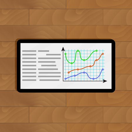 Graphic with curve colored lines. Diagram information growth and progress, vector illustrationのイラスト素材