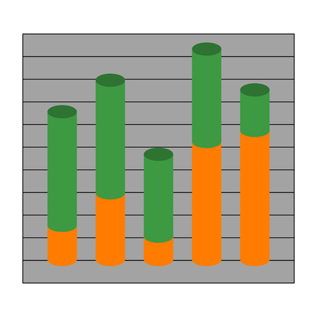 Graph with cylindrical columns. Element with info profit finance, vector illustrationのイラスト素材