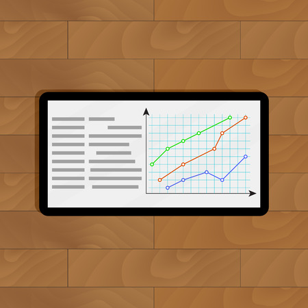 Tablet with graphic. Annual statistical chart, vector illustrationのイラスト素材