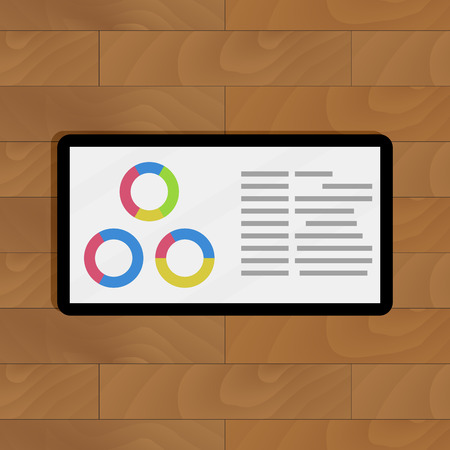 Round chart on tablets. Visualization info report, vector illustrationのイラスト素材