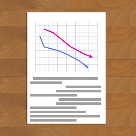 Document with crisis reports. Infochart economy, infograph data, vector illustrationのイラスト素材