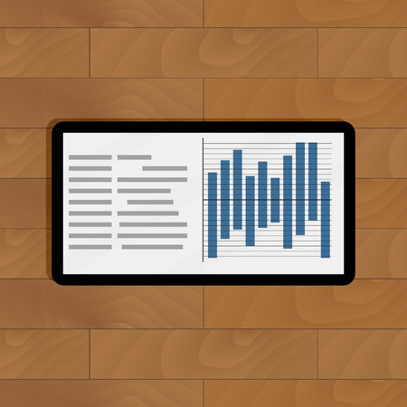 Digital graphic on tablet. Statistical info finance, vector illustrationのイラスト素材
