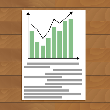 Ducument with chart up. Economic rate profit infomation, infochart and color diagram, vector illustrationのイラスト素材