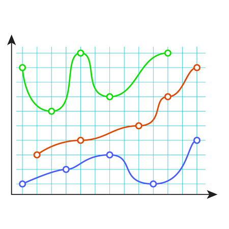 Curve color chart. Financial data chart isolated on white. Vector illustrationのイラスト素材