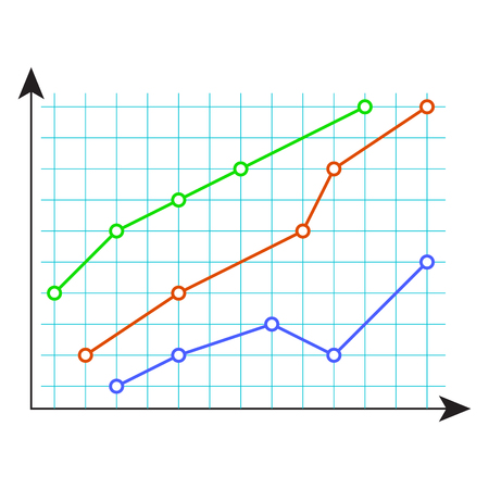 Graphic with color line and dots. Chart economic element, analytics and statistic plan, vector illustrationのイラスト素材