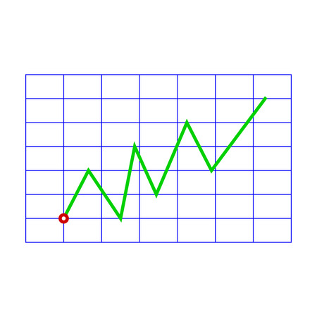 Line graphic on grid. Template of profit chart information, vector illustrationのイラスト素材