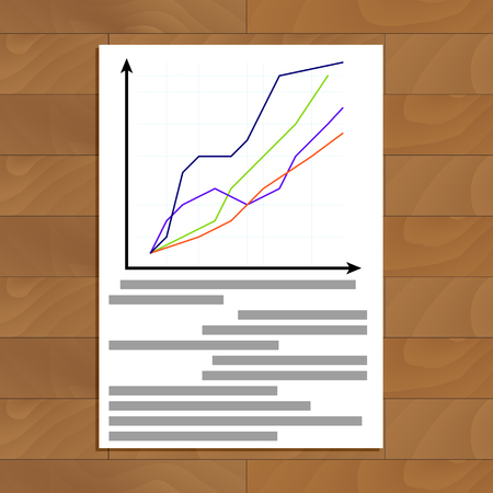 Document with statistics. Report economic with chart data, vector illustrationのイラスト素材