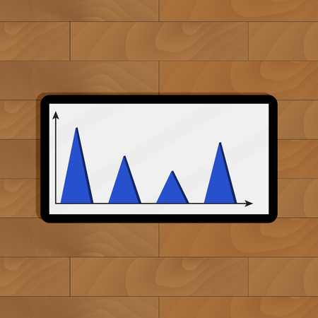 Top view presentation on tablet. Finance data infochart, visualization diagram and graph, vector illustrationのイラスト素材