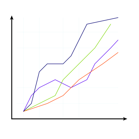 Template of curve chart. Growth finance report, vector illustrationのイラスト素材
