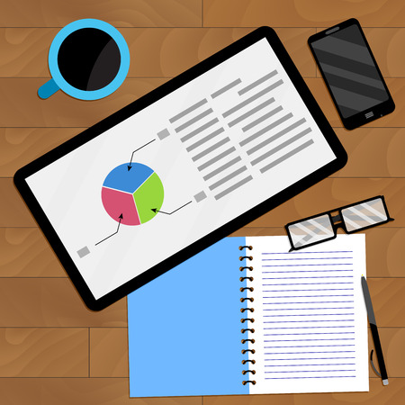 Planning annual diagram and graph, vector finance report statistic illustrationのイラスト素材