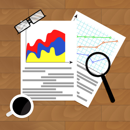 File with marketing diagram, research report illustrationのイラスト素材