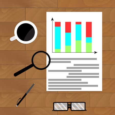 Economic graphic report, flowchart for analysis, infochart annual statistical illustrationのイラスト素材