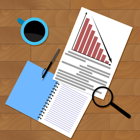 Economic research financial presentation, document statistical with infographic illustrationのイラスト素材