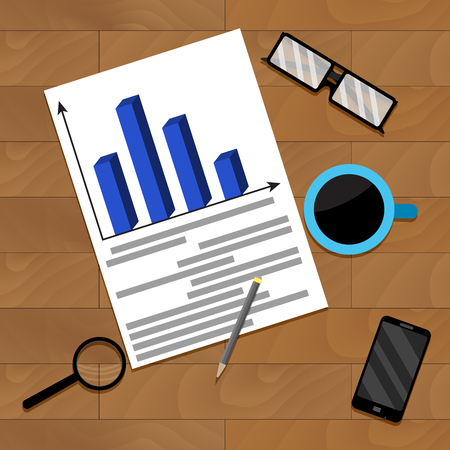 Business financial flowchart, report with 3d graphic, illustrationのイラスト素材