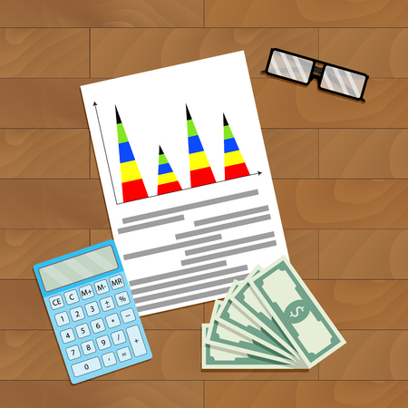 Finance infographic planning, banknote money and report chart annual, illustrationのイラスト素材