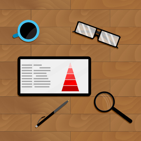 Marketing chart profit on tablet, flowchart result, financial business illustrationのイラスト素材