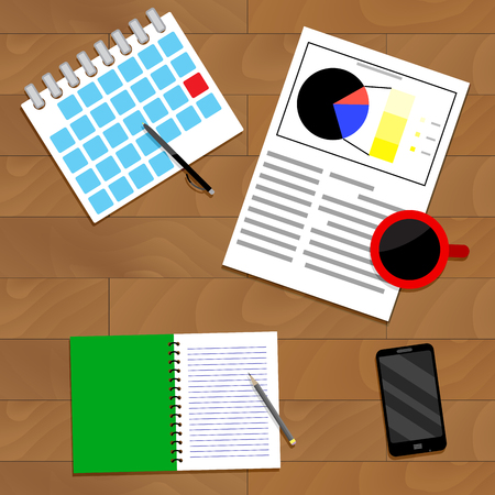 Strategic planning top view. Analysis and organize plan. Vector illustrationのイラスト素材