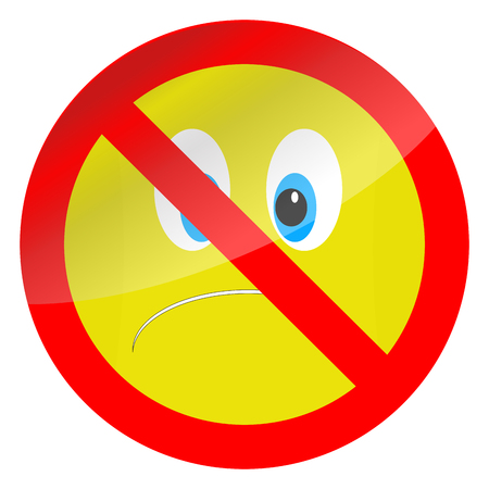 Prohibition of bad mood symbol. Vector no bad mood and depression, illustration only good moodのイラスト素材