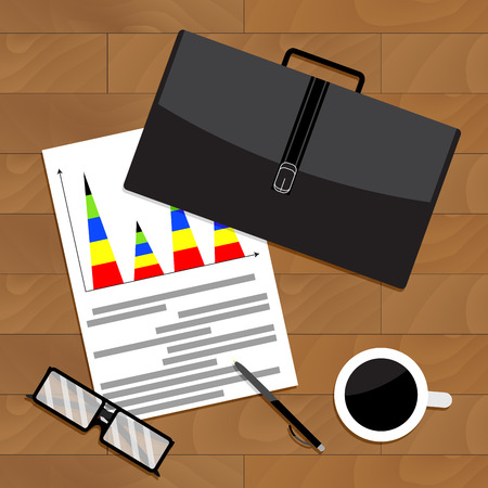 Quarterly business report top view chart. Vector quarter and annual report, illustration of business reportのイラスト素材