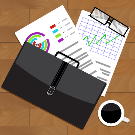Analysis of economic statistics in workplace. Vector statistics and analysis, illustration data analysisのイラスト素材