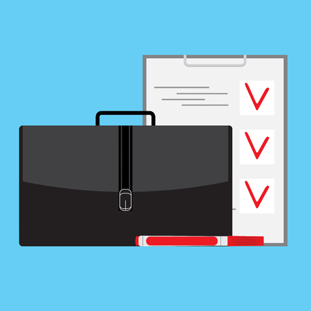 Plan with checklist and marker. Vector checklist and illustration to do list clipboard, check mark notepadのイラスト素材