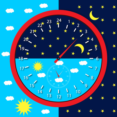 Clock face day and night.のイラスト素材