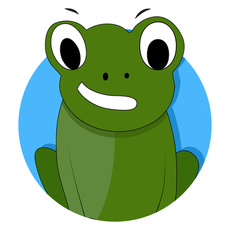 Green frog icon app vector. Frog isolated, toad cartoon illustrationのイラスト素材
