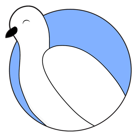 White dove sticker icon. Bird dove flying, peace dove, vector pigeon isolated illustrationのイラスト素材