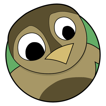 Howlet icon sticker badge. Baby owl, adorable owl chick, owlet isolated. Vector illustrationのイラスト素材
