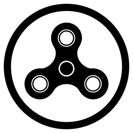 Spinner black icon. Vector fidget hand label monochrome, spinner circulation icon toy illustrationのイラスト素材